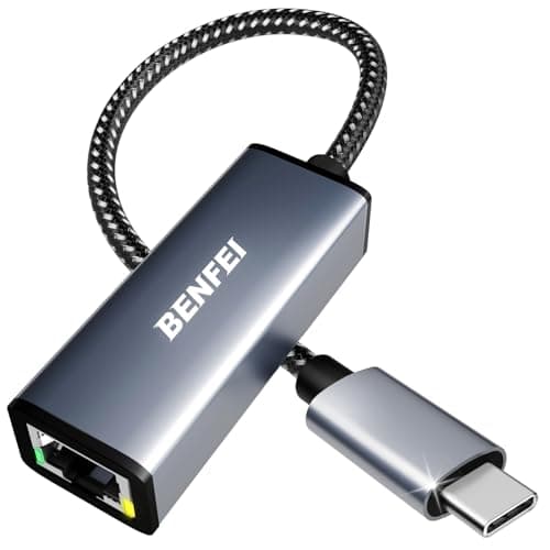 Image of USB C to Ethernet Adapter, BENFEI Thunderbolt 3 to RJ45 LAN Network Adapter Compatible with MacBook Pro 2019/2018/2017, MacBook Air and More [Nylon Braided & Aluminium Alloy]