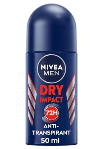 Image of NIVEA MEN Dry Impact 72H Anti-Perspirant Roll-On (50ml), Men's Sweat Block with 72H Odour Protection, Daily Use Deodorant for Men