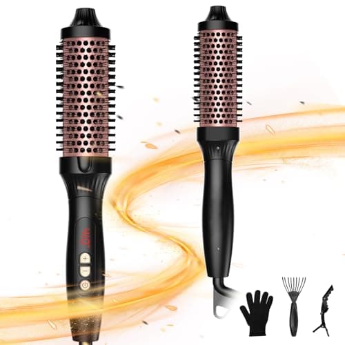 Image of UKLISS Thermal Brush 38mm, Pro Ionic Heated Round Brush [120-210℃] - 3 in 1 Heated Curling Brush, to Increase Hair Volume, Make Hair Smoother & Shinier & Loose Curls, Double Voltage (Black Gold)