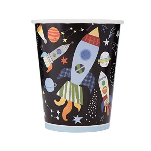 Image of Unique 73266EU - Plastic Free Paper Cups - 266 ml - Outer Space Party - 8 Count (Pack of 1)