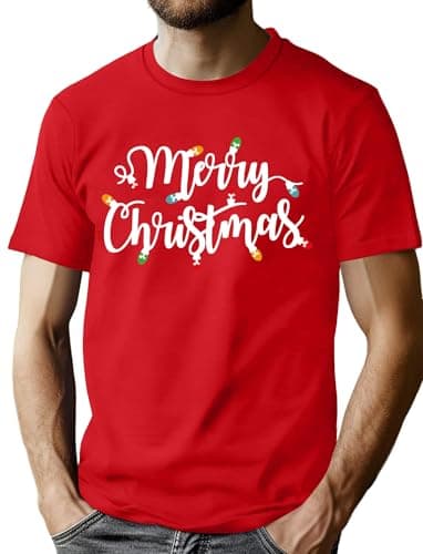 Image of VVNTY Christmas T Shirts Mens Merry and Bright Tshirt Funny Graphic Christmas Short Sleeve Tops (Red1,3XL)