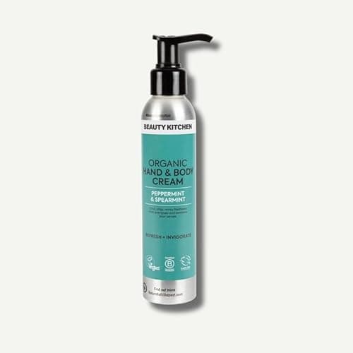 Image of Beauty Kitchen - Organic Hand and Body Cream - Peppermint and Spearmint Essential Oils for Refreshing, Cooling Daily Hydration - Vegan and Natural Skincare - 150ml