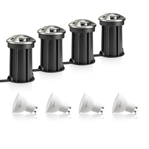 Image of Auraglow IP67 Anti-Dazzle Stainless Steel GU10 Deck Light - Warm White - 4 Pack