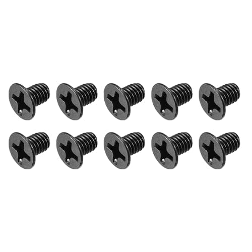 Image of METALLIXITY Phillips Flat Head Screws (M3.5 x 6mm) 50Pcs, Carbon Steel Machine Screws - for Glasses Watch and Other Small Electronics, Black