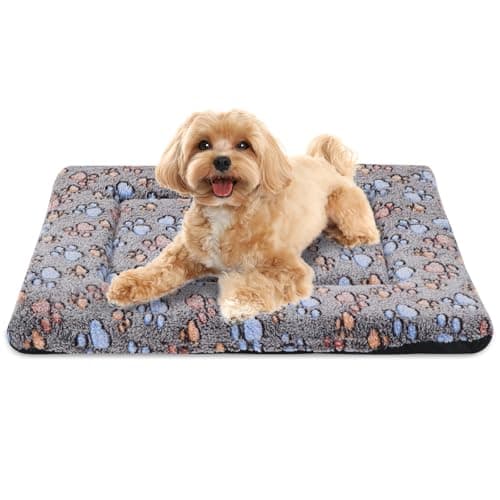 Image of BVAGSS Memory Foam Dog Bed, Washable Crate Pad, Anti-Slip Dog Mat, Warm Cushion for Small Medium Dogs, Soft Pet Sleeping Mattress Kennel Bed Pad XH083 (75x50cm,Coffee Paw)