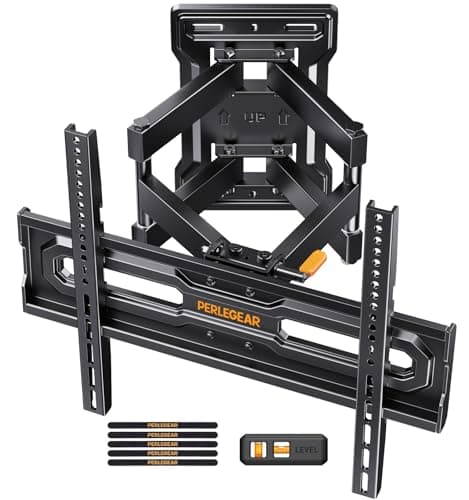 Image of Perlegear TV Wall Bracket for 26-65 inch TVs, Full Motion TV Wall Bracket up to 50kg with Tool-Free Tilt, Swivel Tilt Extend Wall Mount, Preassembled Mount Arms, Max VESA 400x400mm, PGMF18