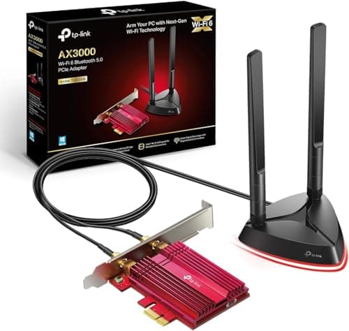 Image of TP-Link Archer TX3000E AX3000Mbps WiFi 6 Bluetooth 5.3 PCIe Adapter with Two Antennas, Intel AX200 WiFi Adapter for PC, PCIe Network Interface Card for Desktop, Low-Profile Bracket Included