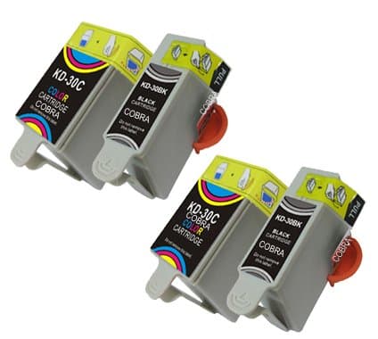 Image of 2x Sets of Kodak Compatible 30B/30CL XL Ink Cartridge Combo Packs - Black & Tri-Colour for use in Kodak ESP 1.2, 3.2, 3.2s, C110, C310, C315, Office 2150, Office 2170, Hero 2.2, Hero 3.1, Hero 4.2, Hero 5.1 printers