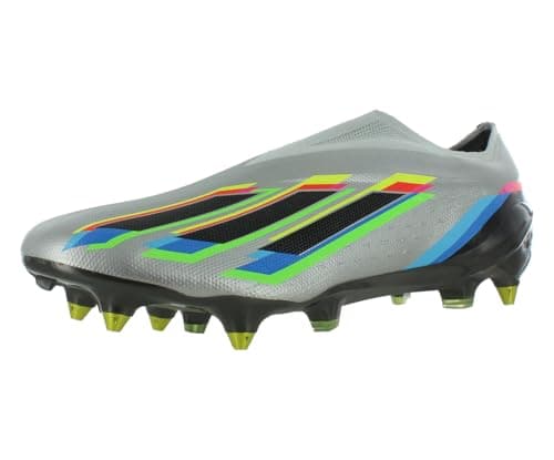 Image of adidas X Speedportal+ SG Unisex Shoes, Silver Metallic/Core Black/Solar Yellow, 14 Women/13 Men