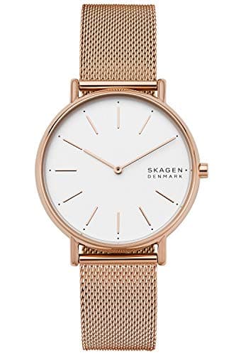 Image of Skagen Watch for Women Signatur, Two Hand Movement, 38 mm Rose Gold Stainless Steel Case with a Stainless Steel Mesh Strap, SKW2784