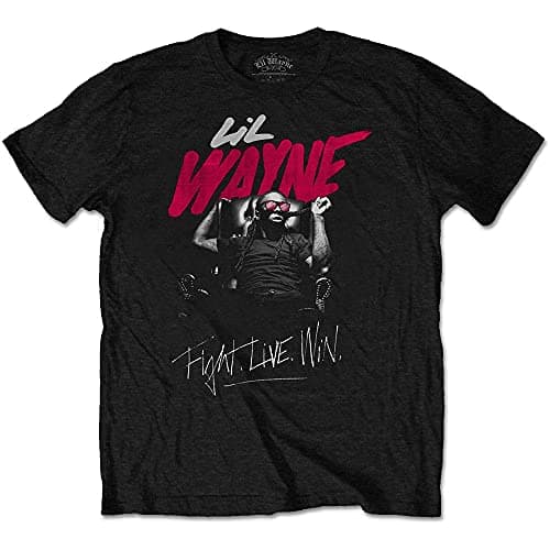 Image of Lil Wayne T Shirt Fight Live Win Logo Official Mens Black L