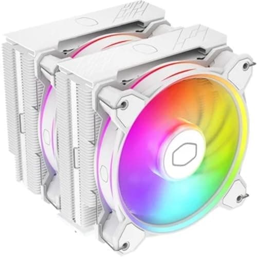 Image of Cooler Master Hyper 622 Halo CPU Air Cooler - Aluminium Finish, 6 Compact Continuous Direct Contact Heat Pipes, Dual Tower Heat Sink, Dual Halo2 Fans, ARGB Auto Detect, LGA1700 & AM5 Brackets - White
