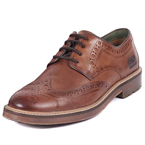 Image of Barbour Mens Ouse Brogue Smart Work Office Wing Tip Leather Formal Shoes - Tan - 11