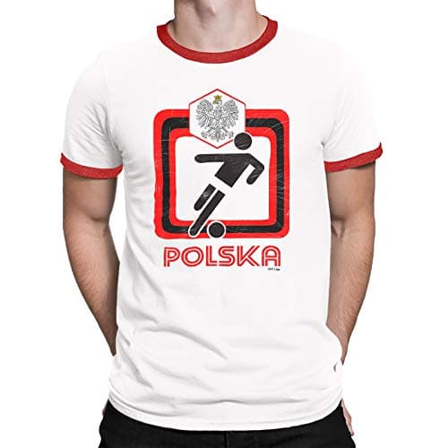 Image of Mens Poland 2021 Football T-Shirt Classic Retro Square Design Polish Euro Team