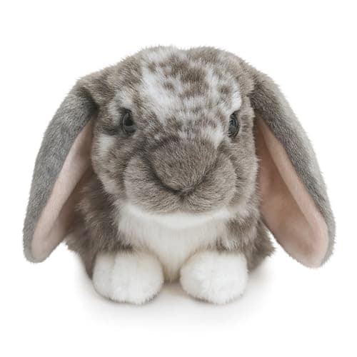 Image of Living Nature Grey Dutch Lop Eared Rabbit Stuffed Animal Plush Toy | Fluffy Soft Toy Gift for Kids | Boys and Girls Doll | Naturli Eco-Friendly | 26 cm