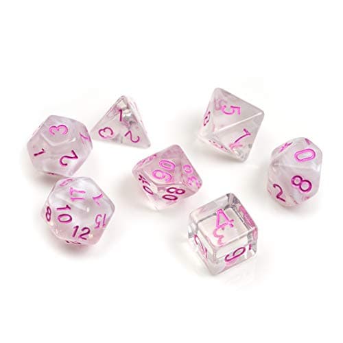 Image of Sirius Dice - White Cloud & Pink Ink Polyhedral Dice Set