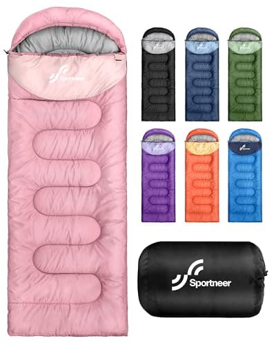 Image of Sportneer Sleeping Bags for Adults - Kids Sleeping Bag 3-4 Season Lightweight Backpacking Sleeping Bag Cold Weather & Warm, Compact, Single Adult Girls Boys Camping Sleep Bag