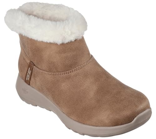 Image of Skechers Women's On-The-Go Joy Cozy Dream Boots, Chestnut Textile, 7 UK