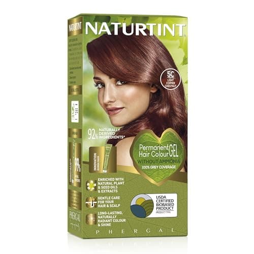 Image of Naturtint Permanent Hair Colour Gel 5C Light Copper Chestnut, Plant Enriched, Biobased, Ammonia Free, Long Lasting Grey Coverage and Radiant Colour, Nourishment and Protection
