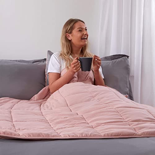 Image of Brentfords Weighted Blanket 8kg for Adults Therapy Anxiety Autism Insomnia Calming Stress Relief with Micro Glass Beads, King - Blush Pink - 150 x 200cm - (Disclaimer Only suitable for age 3+ years)