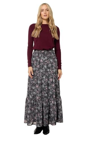 Image of Long Tall Sally - LTS Tall Chiffon Paisley Tiered Maxi Skirt - Women's Black