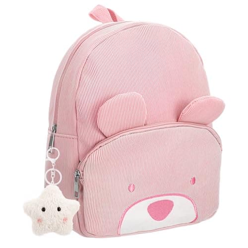 Image of Meng Jiaran 1 Pack Mini Toddler Backpack for Girl, Personalised Pink Toddler School Rucksack, Preschool Kindergarten Elementary Backpack Children's School Rucksack for Preschool Travel(Pink Bear)