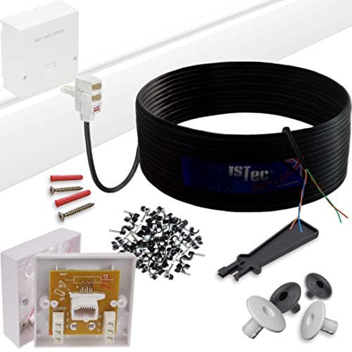 Image of 1STec 10m DIY BT Openreach Phone/ADSL Fibre Broadband Kit with Solid Core Twisted Pair Cable + Plug + 2/3a Surface Mount Wall Box + Grommets + Clips + Screws + Instructions (10 Metre, Black)