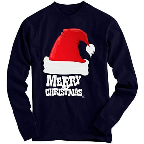 Image of 1Tee Boys Merry Christmas Simple Santa Hat Sweatshirt Jumper Navy Blue 9-11 Years