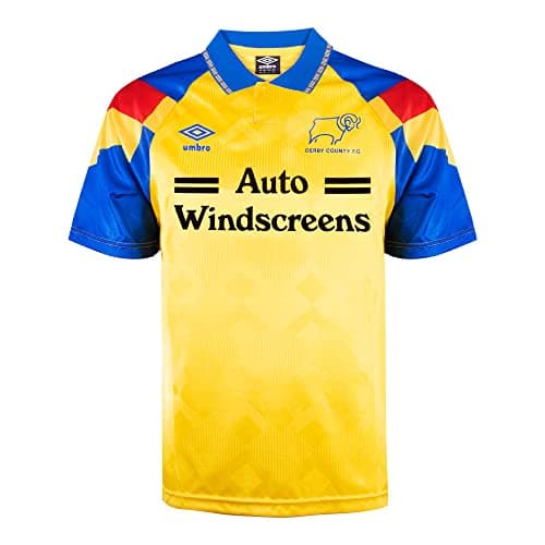 Image of Derby County 1992 Away Umbro Shirt Yellow Large Nylon