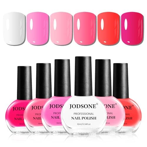 Image of JODSONE 10ml Romantic Red Rose Pink Nail Polish Sets | 6 Colors Fast Drying Nail Polish & Long Lasting Nail Varnish, No U V Lamp Needed for Women DIY Nail Art