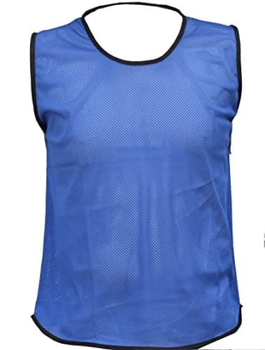 Image of 10 Sports Training Bibs Football Netball Rugby Hockey Cricket Volleyball Vests Soccer Sports Club (2XL, 3XL, Adult Youth Junior & Kids) (Adult (Large - XL), Blue)