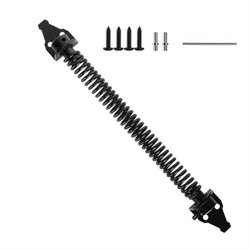 Image of Unibos | 10 Inch Self Closing Gate Spring Hardware Adjustable Metal Spring Closure for Light to Heavy Duty Wooden Gates Door Fence Black Garden Gate Closer for Wooden Gate