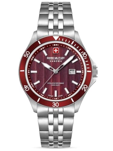 Image of Swiss Military Hanowa Flagship Elements Quartz Watch 10 ATM, red, OneSize, Bracelet