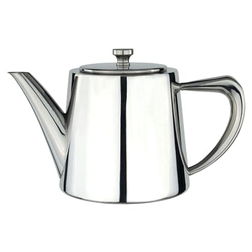 Image of Café Olé Derwent Teapot, 18oz / 510ml, Serves 2, Stainless Steel, Modern Teapot Design with Mirror Finish, Perfect Pour Spout
