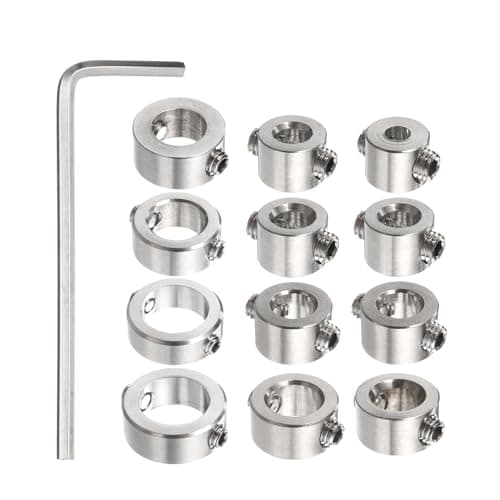 Image of sourcing map 3/4/5/6/7/8/9/9.5/10/12/14/16mm Drill Stop Collar Set Depth Stop, Adjustable Stainless Steel Drilling Limit Ring, Anodizing Surface Dowel Shaft Chuck Positioner with Wrench Silver