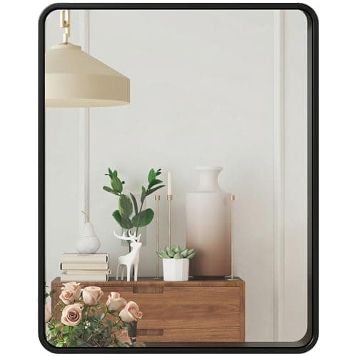 Image of HOMCOM Rectangular Wall Mirror, 50 x 40 cm Modern Decorative Mirror with Metal Frame for Living Room, Entryway, Bedroom, Hallway, Black