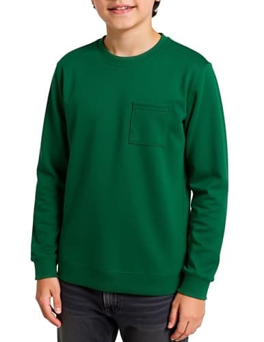 Image of Arshiner Boys Green Sweatshirt Kids Festival Pullover Children Long-Sleeved Shirts Round Neck Fleece Sweater Christmas Tops with Pocket 160/11-12 jahre