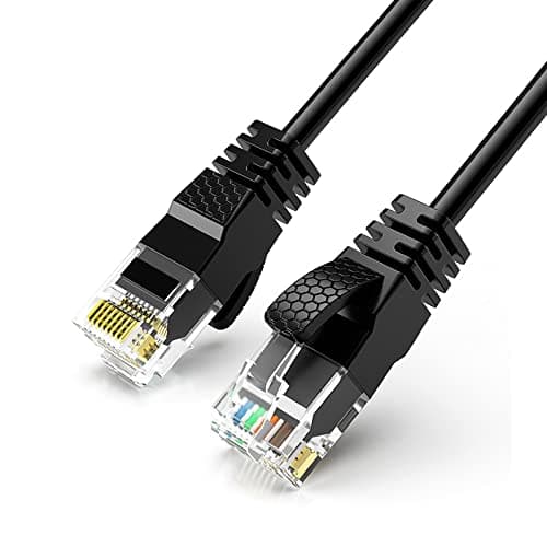 Image of Reulin Ultra-Thin, Ethernet Cable, 1M-Black, High-Speed Internet Lan Wire Cat6 Ethernet Cable 1GHz Gigabit RJ45 Network Lead Patch Cord For Smart TV, Computer, Laptop, Android TV Box, Gaming PC