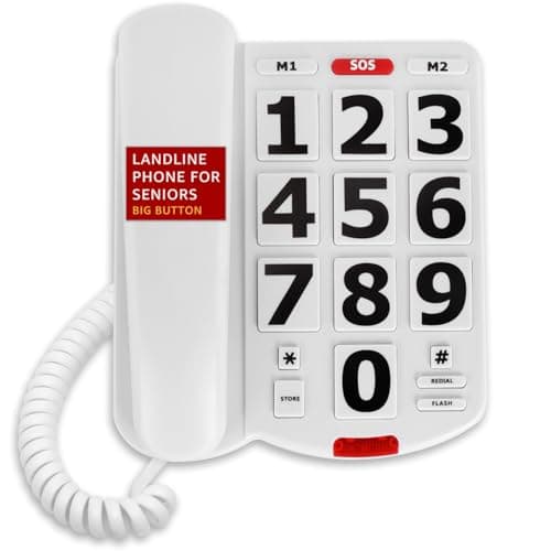 Image of Big Button Desktop Phone for Seniors, Landline Telephone for Home with Number Memory and Redial Function, Easy to Read Buttons, Ideal for Visually Impaired Users