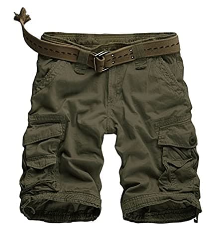 Image of WowFab Mens New Military Multi Pockets Army Cargo Combat Twill Cotton Casual Summer and Indoor Winter Short (32N-Green)
