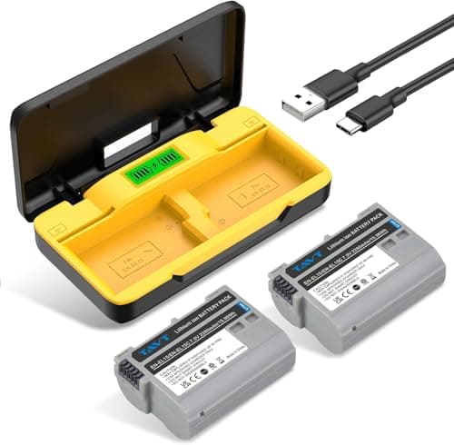 Image of TAVT 2Pcs EN-EL15 EN-EL15C EN-EL15b Battery with Dual Battery Storage Charger for Nikon Z6, Z6II, Z6 iii, Z7, Z7II, Z8 D7500 D7000 D7100 D7200 D500 D600 D610 D750 D780 D800 D800E D810A D850 Camera