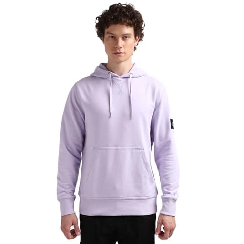Image of Calvin Klein Jeans Men's Badge Hoodie, Purple (Pastel Lilac), XXS