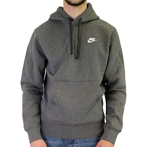 Image of NIKE Men's M Nsw Club Hoodie Po Bb Sweatshirt, Charcoal Heathr/Anthracite/(White), L