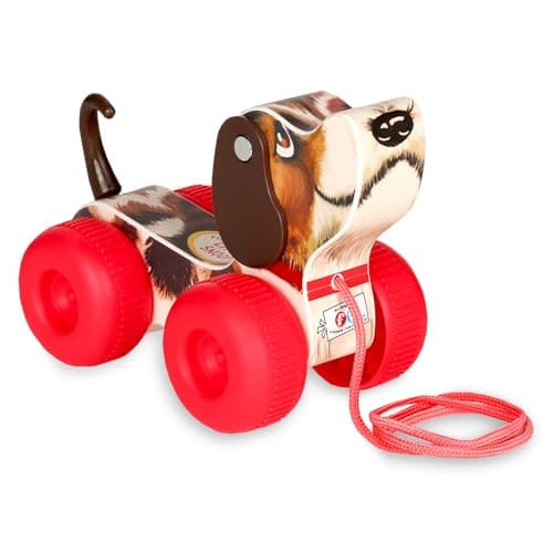 Image of Basic Fun Fisher Price Classics Little Snoopy Pull Along Dog Toy | Retro Style Toddler Walking Toy with Interactive Features | Gift for Kids Aged 12+
