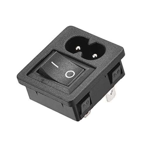 Image of sourcing map C8-8 Panel Mount Plug Adapter AC 250V 2.5A 2 Pins 2mm Buckle IEC Inlet Module Plug Power Connector Socket Straight with 3P ON-Off Switch