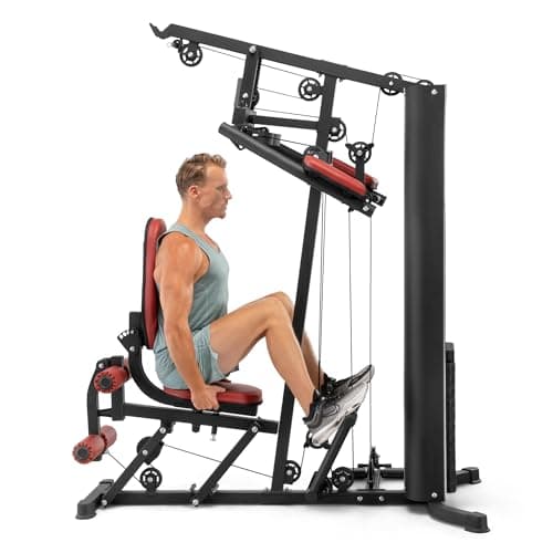 Image of Marcy All-in-One Home Gym System with Tri-Action Press Arms, Adjustable Leg Press, and Full-Swivel Seat for Total Body Strength Training – Compact Multi-Station Workout Equipment MWM-0623