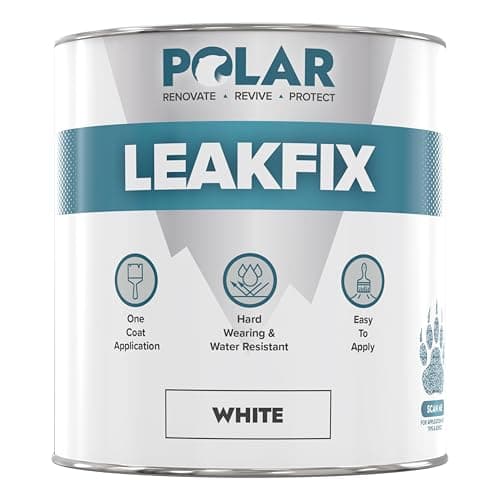 Image of Polar Leak Seal Paint - Waterproof Roof Sealant for Leaks & Cracks - Seals and Protects Roofs, Gutters, & Drainpipes from UV Damage - Easy One Coat Application - White - 500ml
