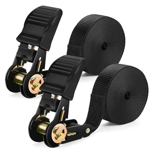 Image of IAZZCO Heavy Duty Ratchet Straps: 2 Pack 6 M x 25 mm Tie Down Straps with Cam Buckle for Motorcycles/Car/Trailer/Household