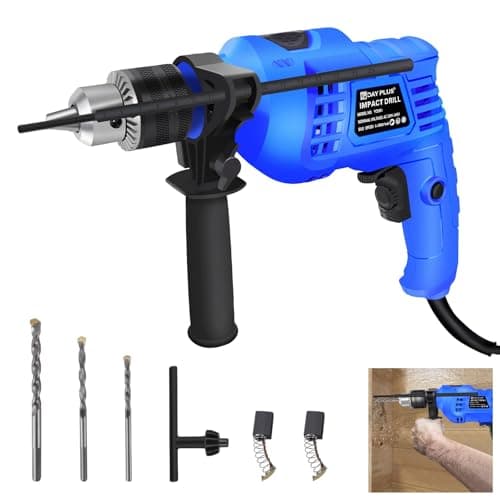 Image of Power 230V 850W Rotary Hammer Drill Set, Wood Concrete Steel Stone Electric Breaker with 360° Rotatable Side Handle 3000rpm Variable Speed Depth Gauge 13mm Chuck and Drill Bits(5/6/8mm)