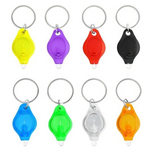 Image of kcrnw 8 Pack Mini Colorful LED Keyring Torches Super Bright Mini Keychain Flashligh Compact Pocket Key Chain Torch Light for Kids and Adults, Camping, Hiking,Traveling, Outdoor, Emergency Lighting
